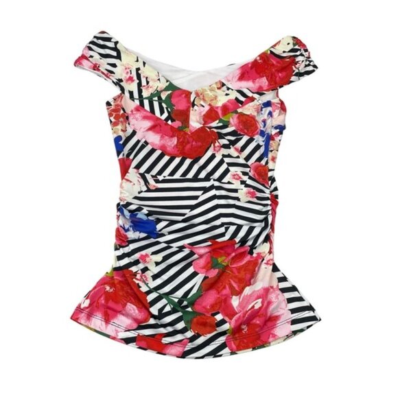 GUESS Raven Floral Off Shoulder Top Sz XS - Picture 8 of 8